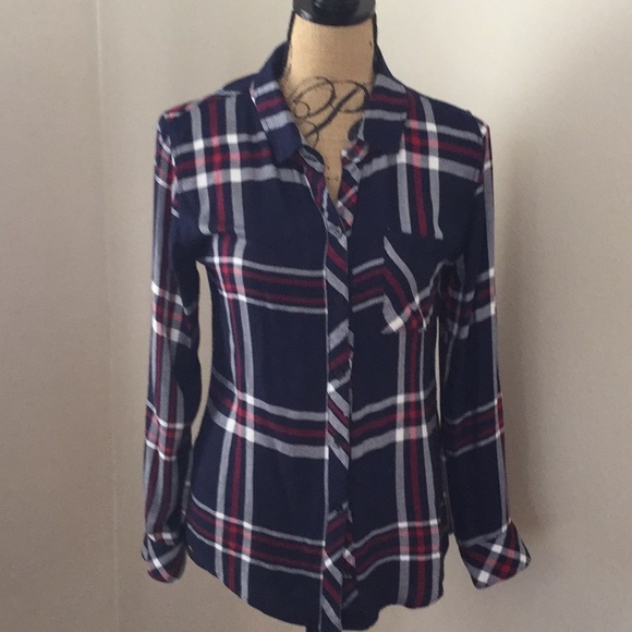 Rails Hunter navy plaid button down shirt S - Picture 2 of 7